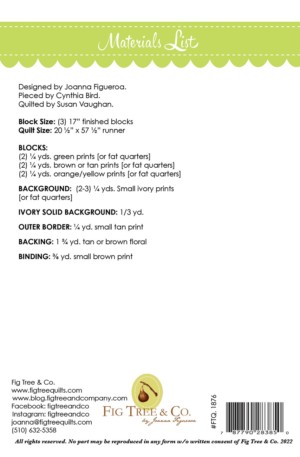 Autumn Bear Tracks Table Runner Pattern - Image 2