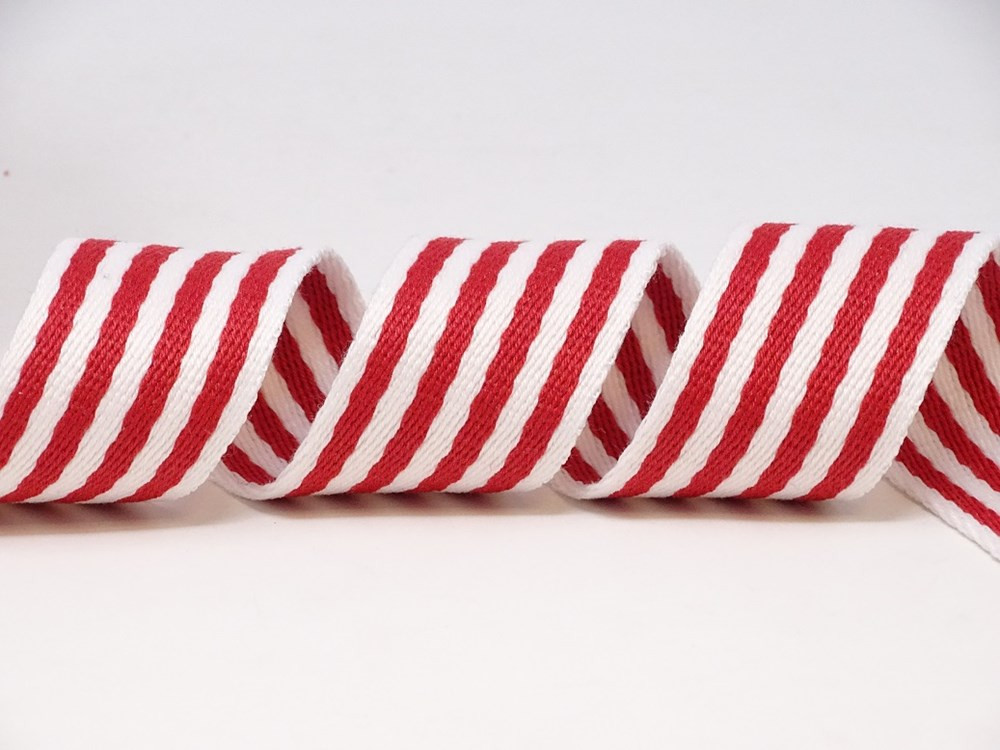 image_12560 38mm Striped Heavyweight Webbing - 5M ROLL - Red/White - Image 1