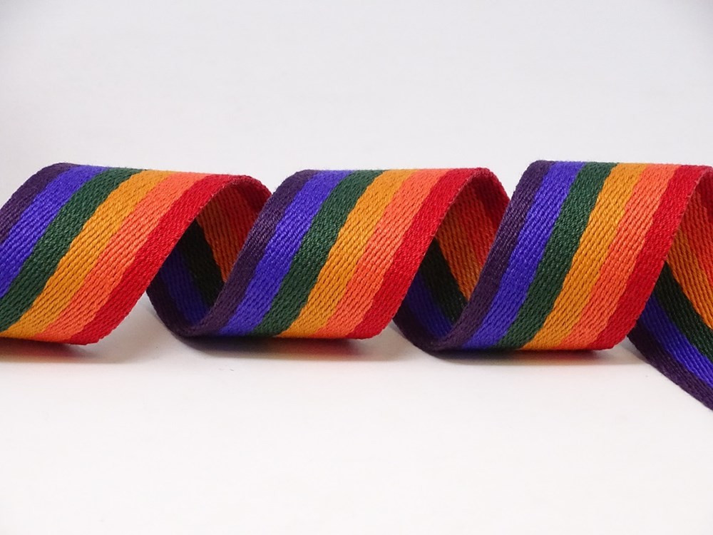image_12610 38mm Striped Heavyweight Webbing - 5M ROLL - Rainbow - Image 1