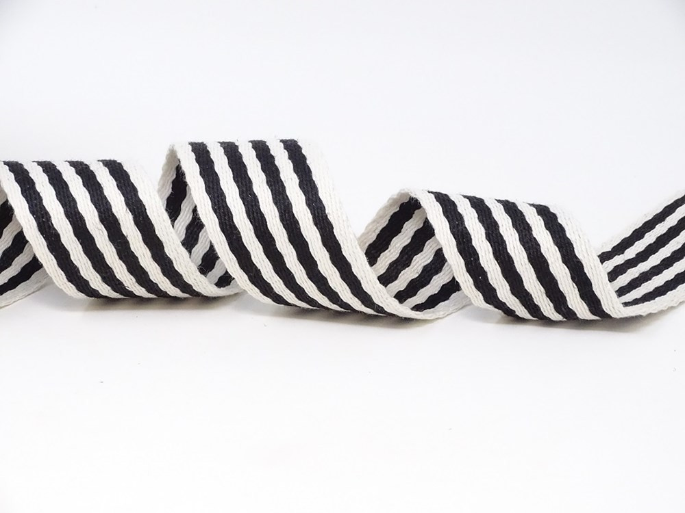 image_12894 38mm Striped Heavyweight Webbing - 5M ROLL - Black/White - Image 1