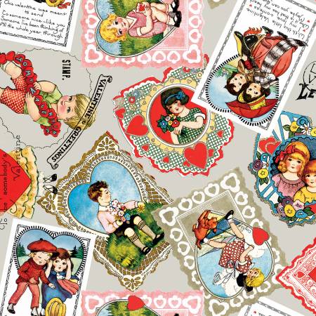 CD12782R-GRAY Be Mine Valentine Vintage Valentines Grey - Image 1