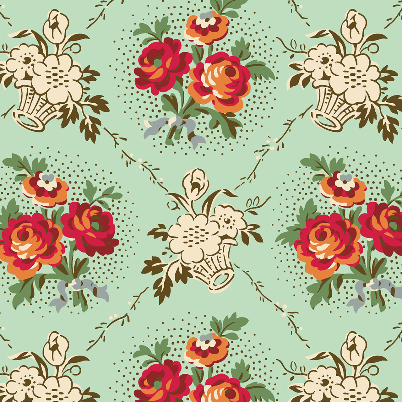 DHER3000-MINT French Vintage Trellis Mint - Image 1