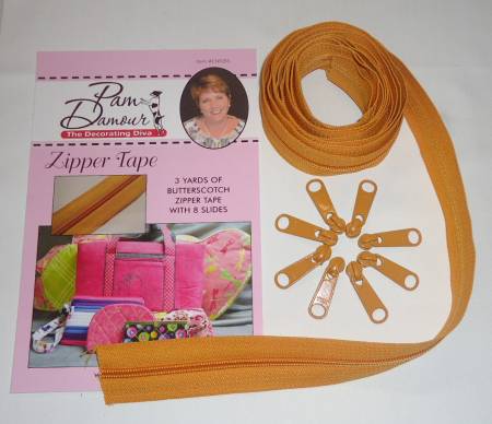 ENR-BS Decorating Diva Zipper Tape with Matching Zip Pulls in Butterscotch - Image 1