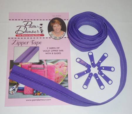 ENR-VI Decorating Diva Zipper Tape with Matching Zip Pulls in Violet - Image 1
