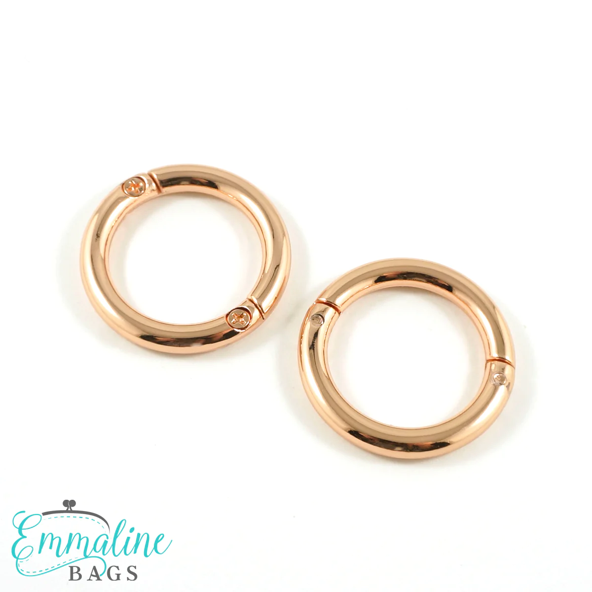 Emmaline_Bags_gate_rings_in_copper Emmaline Bags Gate Rings (Screw Together) 1 inch Copper - Image 1