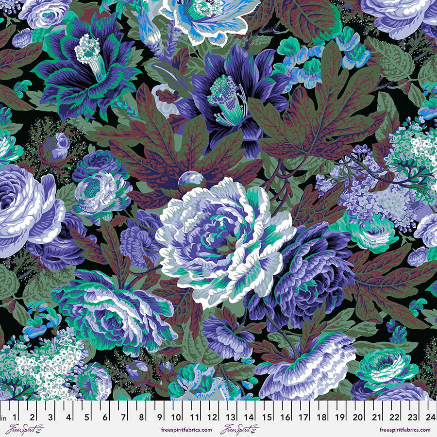 PWPJ029.PURPLE Kaffe Fassett Collective February 2023 Floral Burst Purple - Image 1
