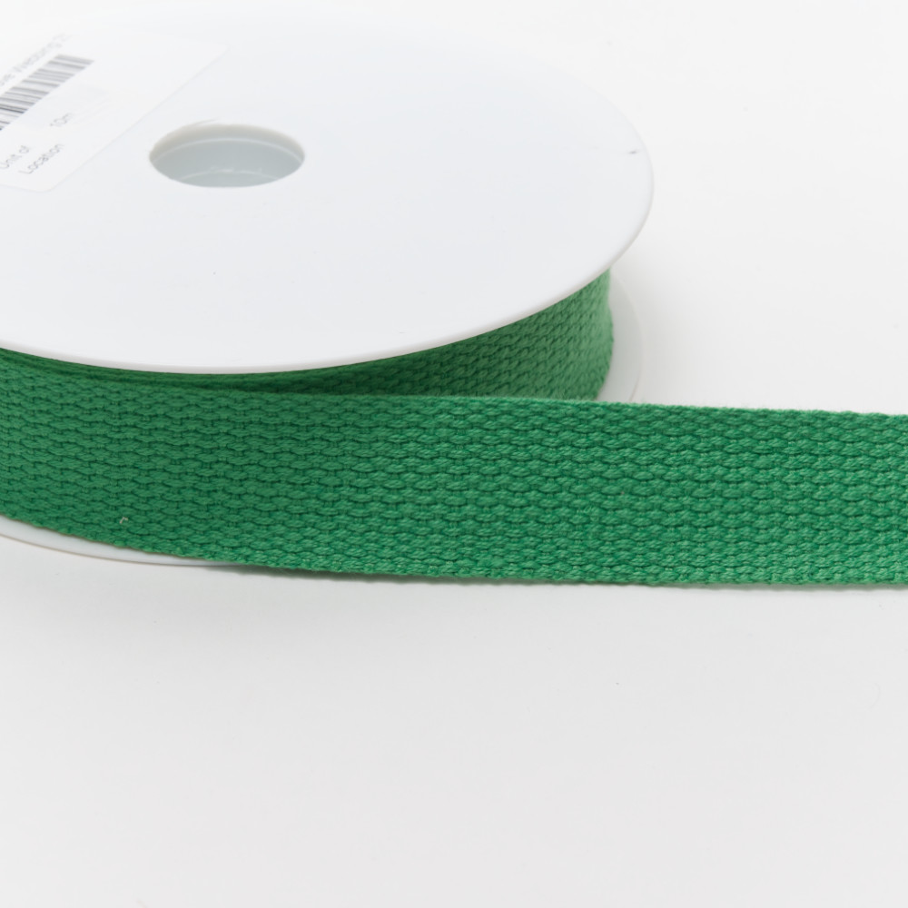 rub1905-25-16 Cotton Basket Weave Webbing 30mm Green - Image 1