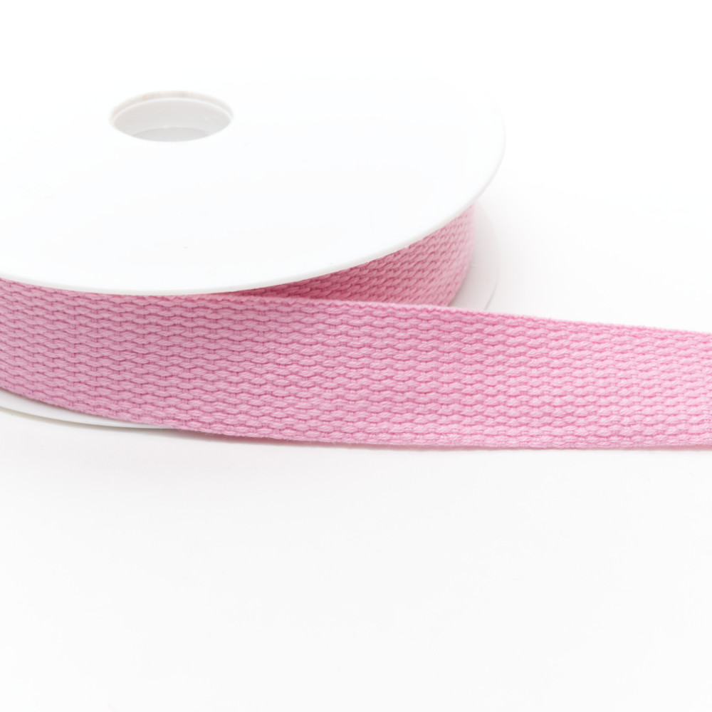 rub1905-25-18 Cotton Basket Weave Webbing 25mm Pink - Image 1