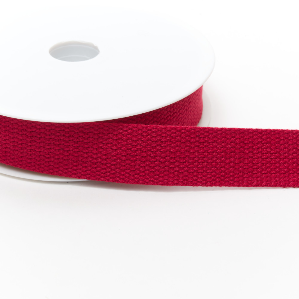 rub1905-25-30 Cotton Basket Weave Webbing 25mm Dark Red - Image 1