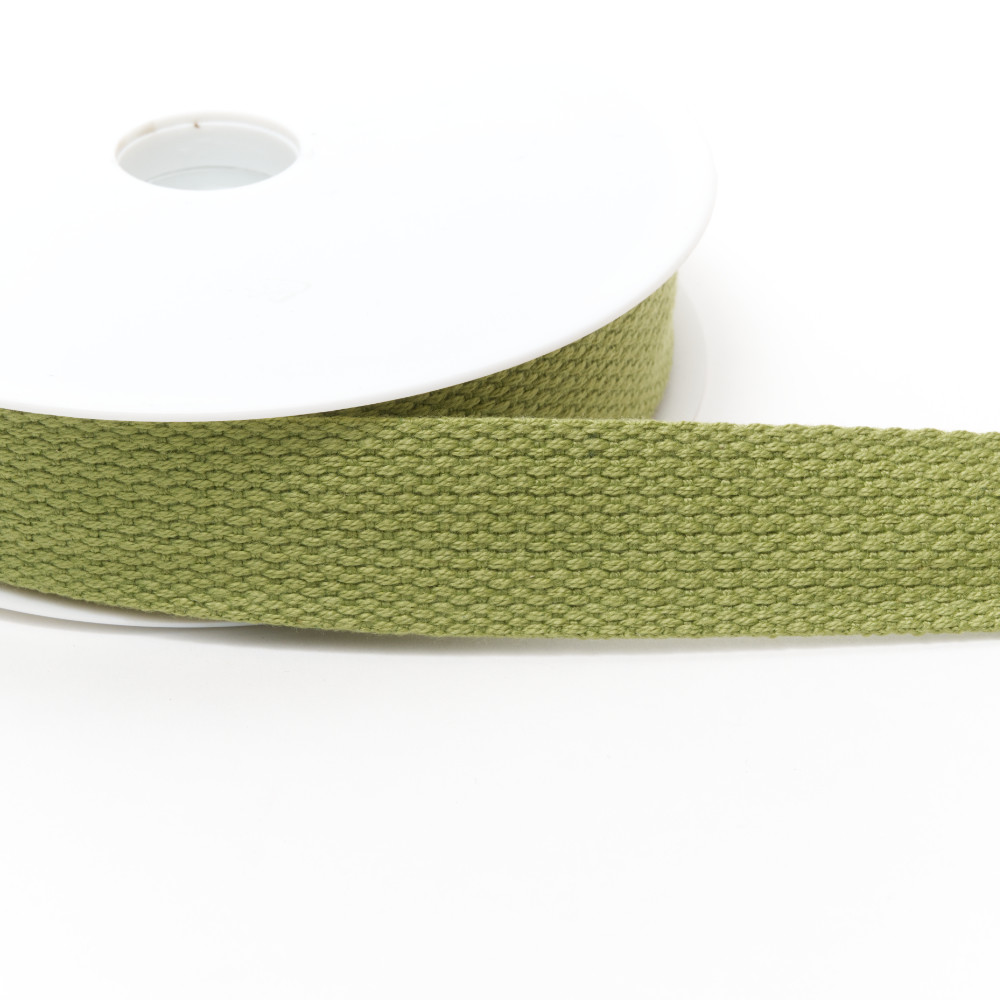 rub1905-25-31 Cotton Basket Weave Webbing 25mm Olive - Image 1