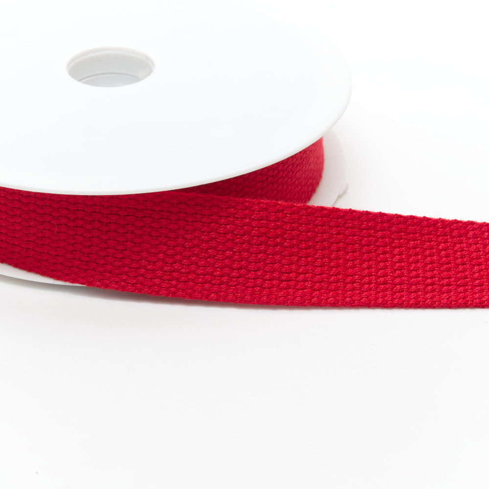 rub1905-25-32 Cotton Basket Weave Webbing 25mm Red - Image 1