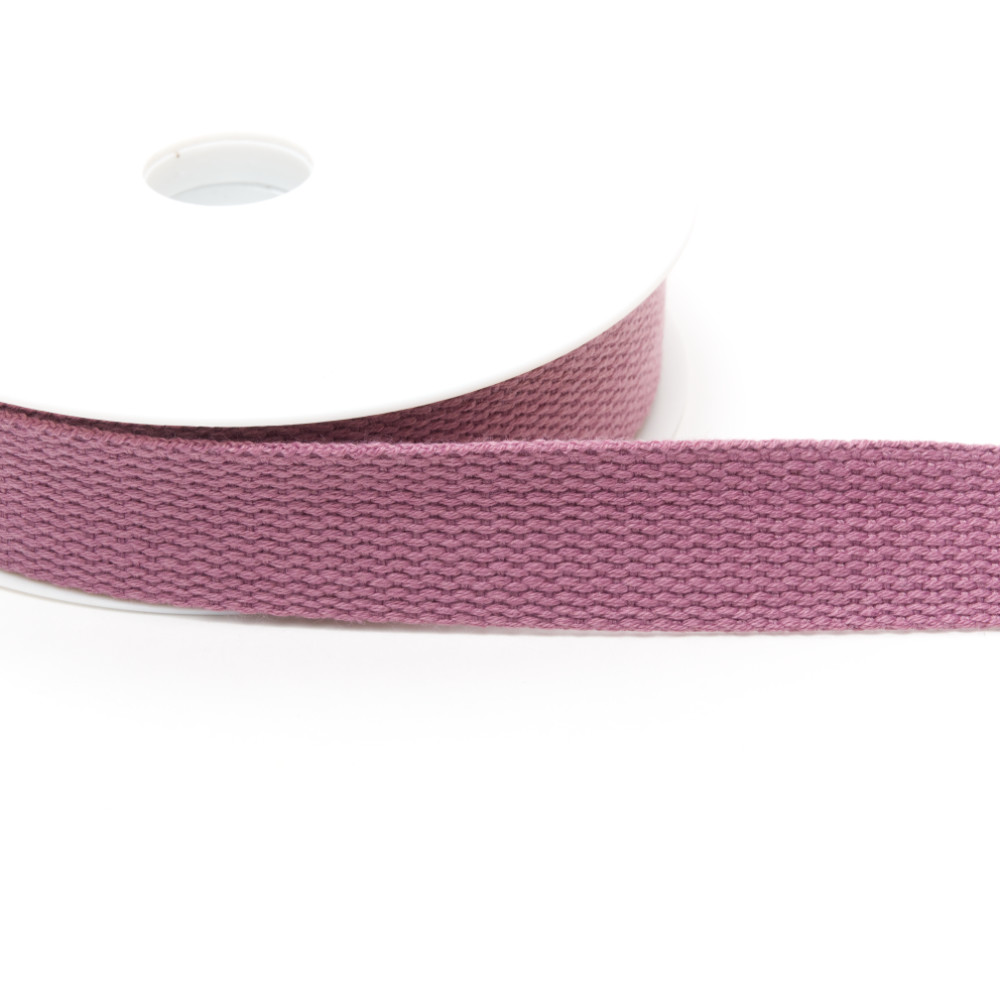 rub1905-25-55 Cotton Basket Weave Webbing 25mm Mauve - Image 1