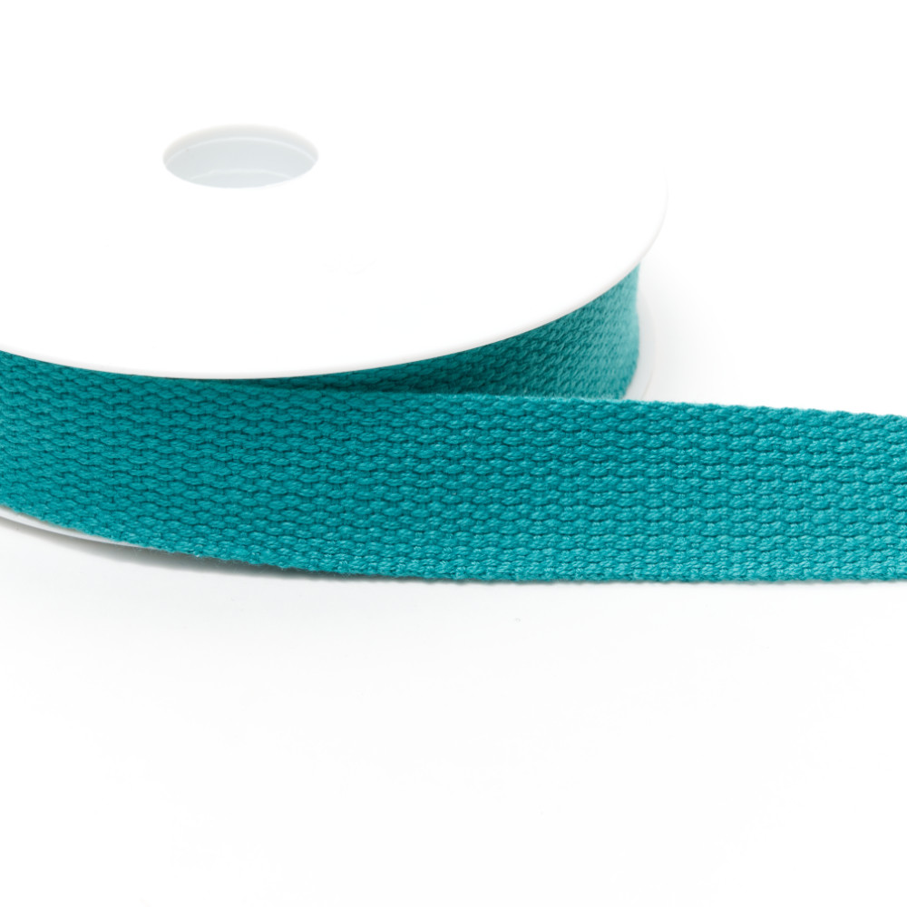 rub1905-25-94c Cotton Basket Weave Webbing 25mm Jade Green - Image 1
