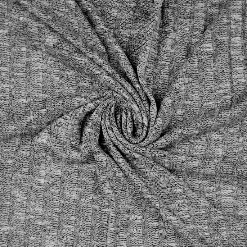 Black Melange Sete Black Melange Summer Rib Knit Fabric - Image 1