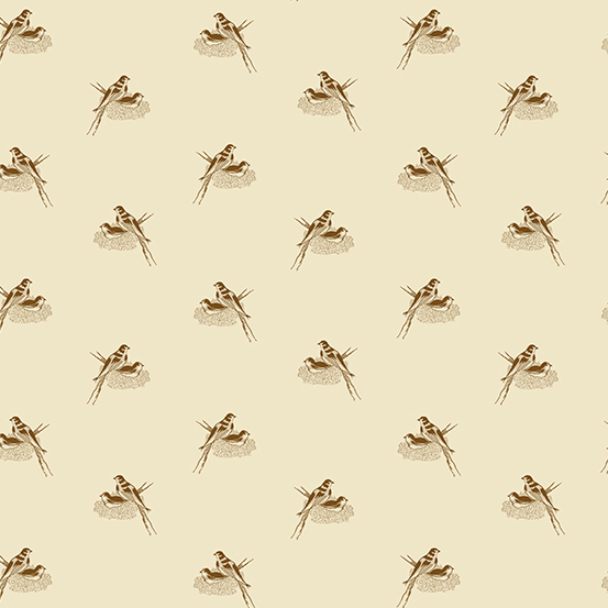 72dpi-A-691-N Sienna Nesting Birds Walnut - Image 1
