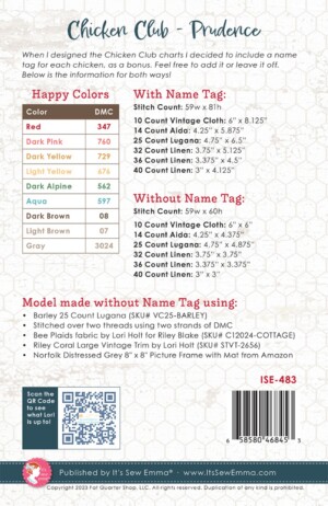 Chicken Club Cross Stitch Pattern 6 - Prudence - Image 2