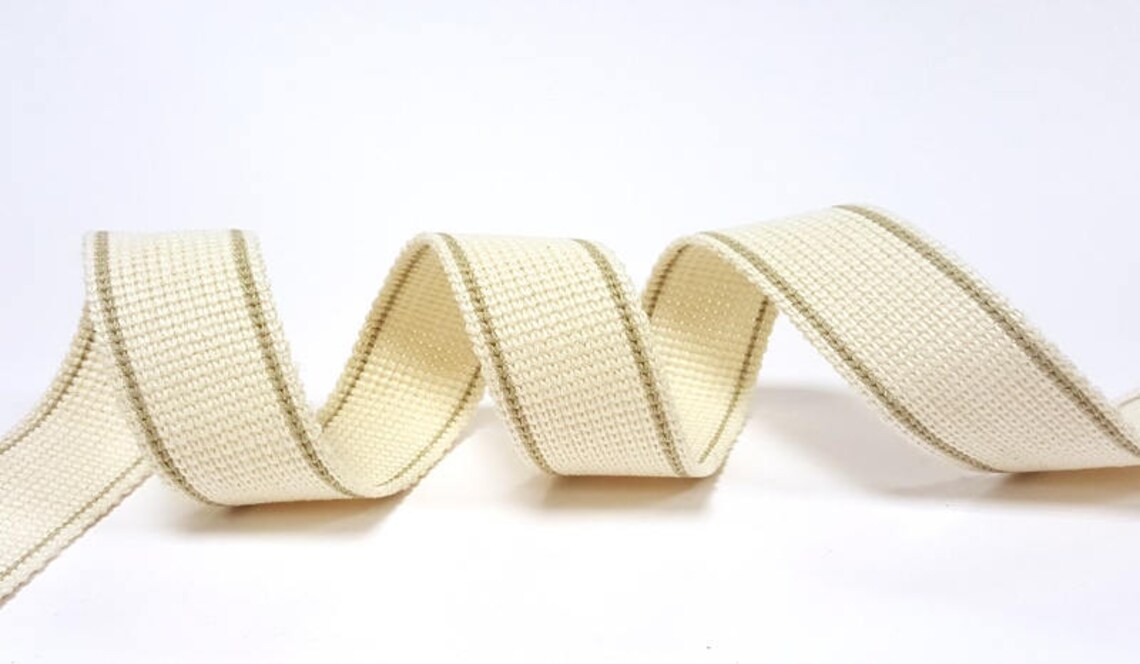 KRCA34-ECRU-STONEY Cotton Blend Heavy Weight Webbing 34mm Ecru/Stoney - Image 1