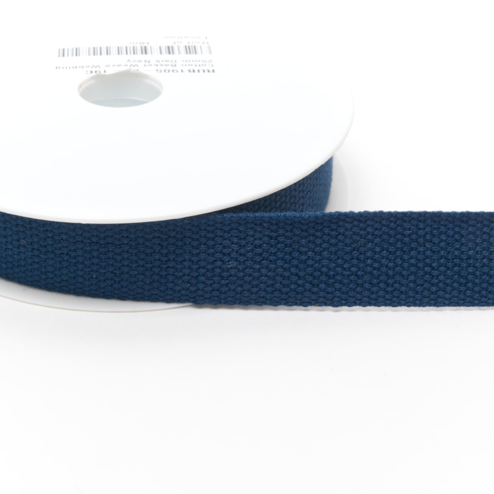 rub1905-30-19c Cotton Basket Weave Webbing 30mm Dark Navy - Image 1