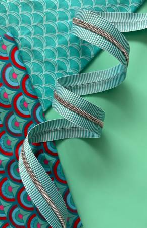 SASSKIT-17M Teal Stripe Zipper Tape with Nickel Teeth - Image 1