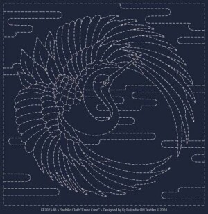 Sashiko Cloth Cane Crest Navy