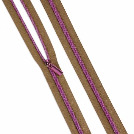 ZBY5C133 Natural #5 Nylon Tula Pink Coil Zipper - 3 Yards With 9 Pulls - Image 1