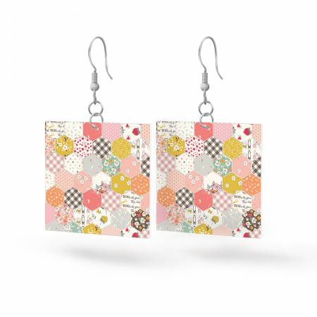 STLR-37624 Leather Square Earrings BloomBerry - Image 1
