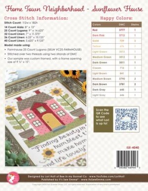 Home Town Neighbourhood Sunflower House Cross Stitch Pattern - Image 2