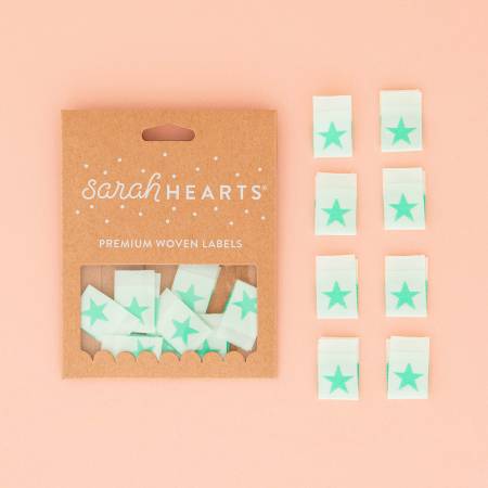 SH-LP223 Mint Green Star Woven Labels - Image 1