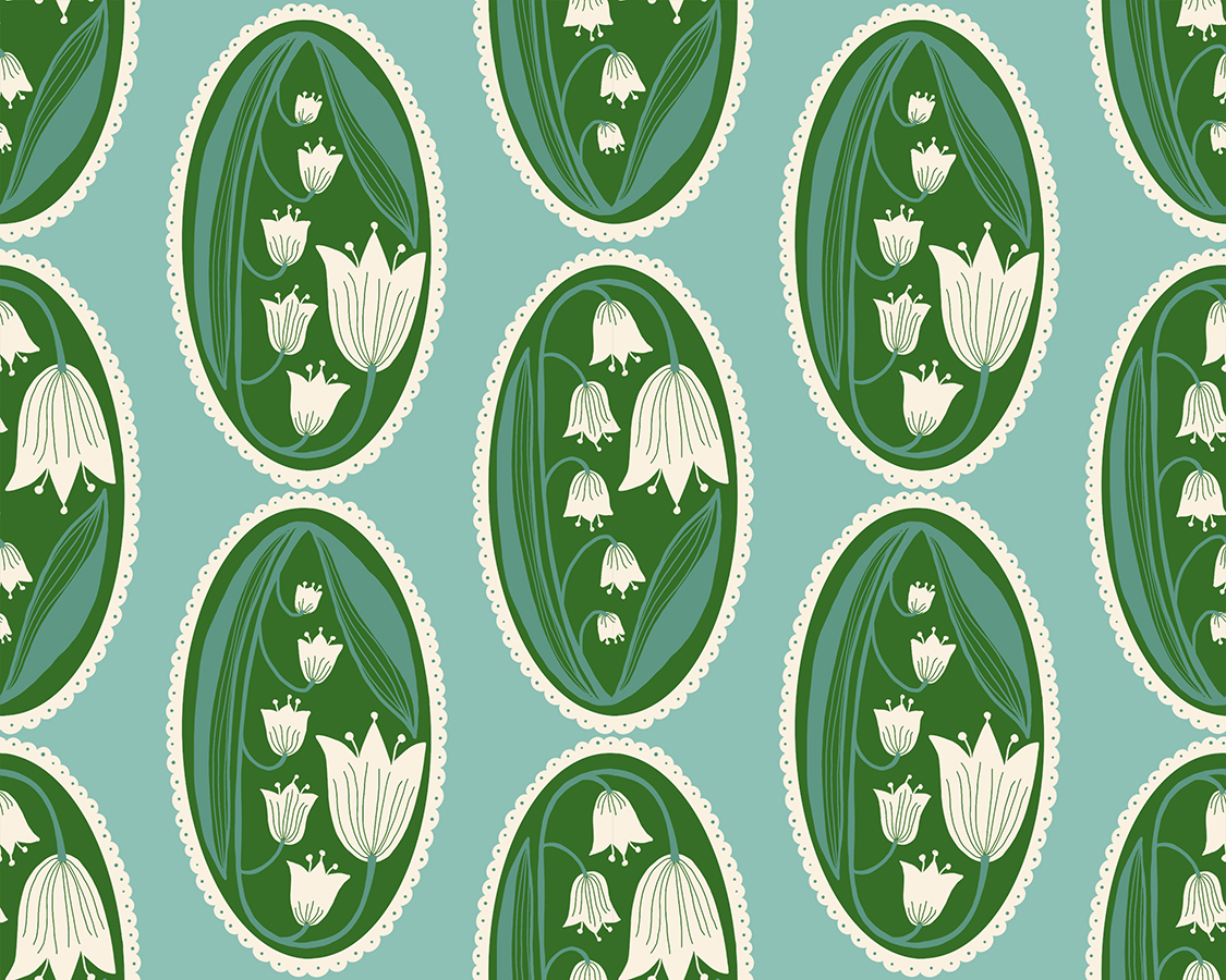 RS 6042 14 Endpaper Lily Of The Valley Water - Image 1