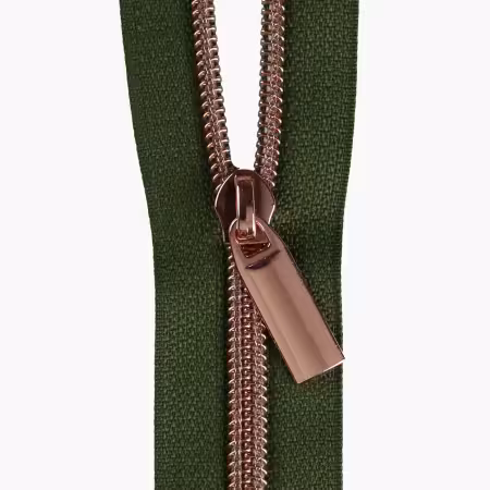 ZBY5C136 Zips By the Yard Fern Tape & Rose Gold Look Nylon Teeth - Image 1