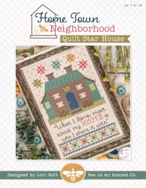 Home Town Neighborhood Quilt Star House Cross Stitch Pattern