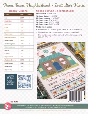 Home Town Neighborhood Quilt Star House Cross Stitch Pattern - Image 2