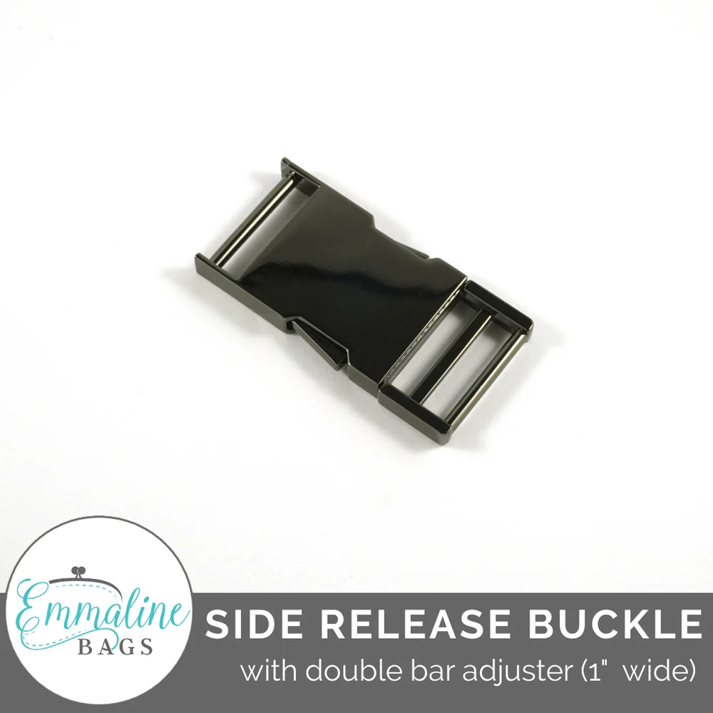 side-release-buckle-with-double-bar-adjuster-1-25-mm-bag-hardware-emmaline-bags-inc-412459 Emmaline Side Release Buckle: With Double Bar Adjuster - 1" (25 mm) Gunmetal - Image 1