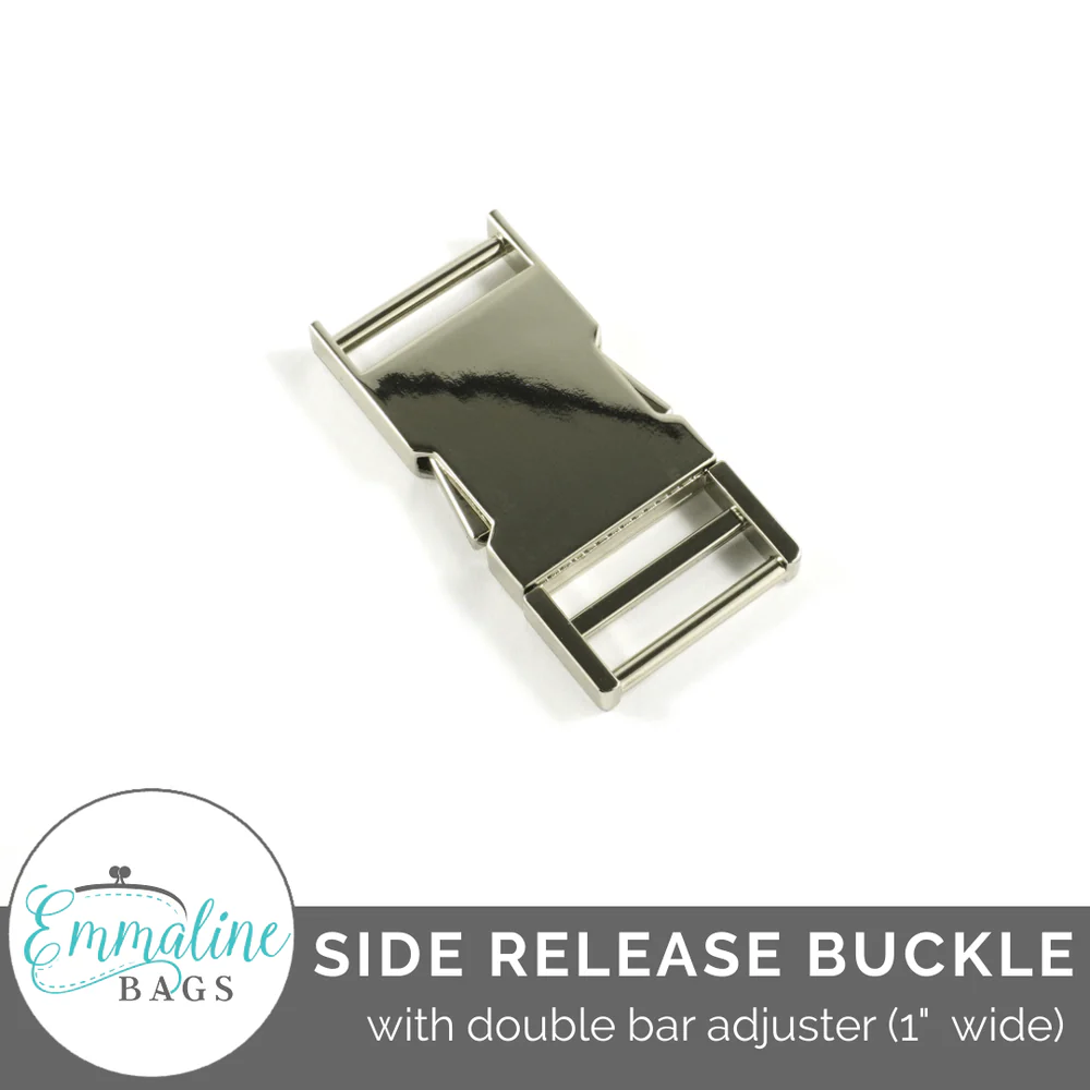 side-release-buckle-with-double-bar-adjuster-1-25-mm-bag-hardware-emmaline-bags-inc-455572 Emmaline Side Release Buckle: With Double Bar Adjuster - 1" (25 mm) Nickel - Image 1