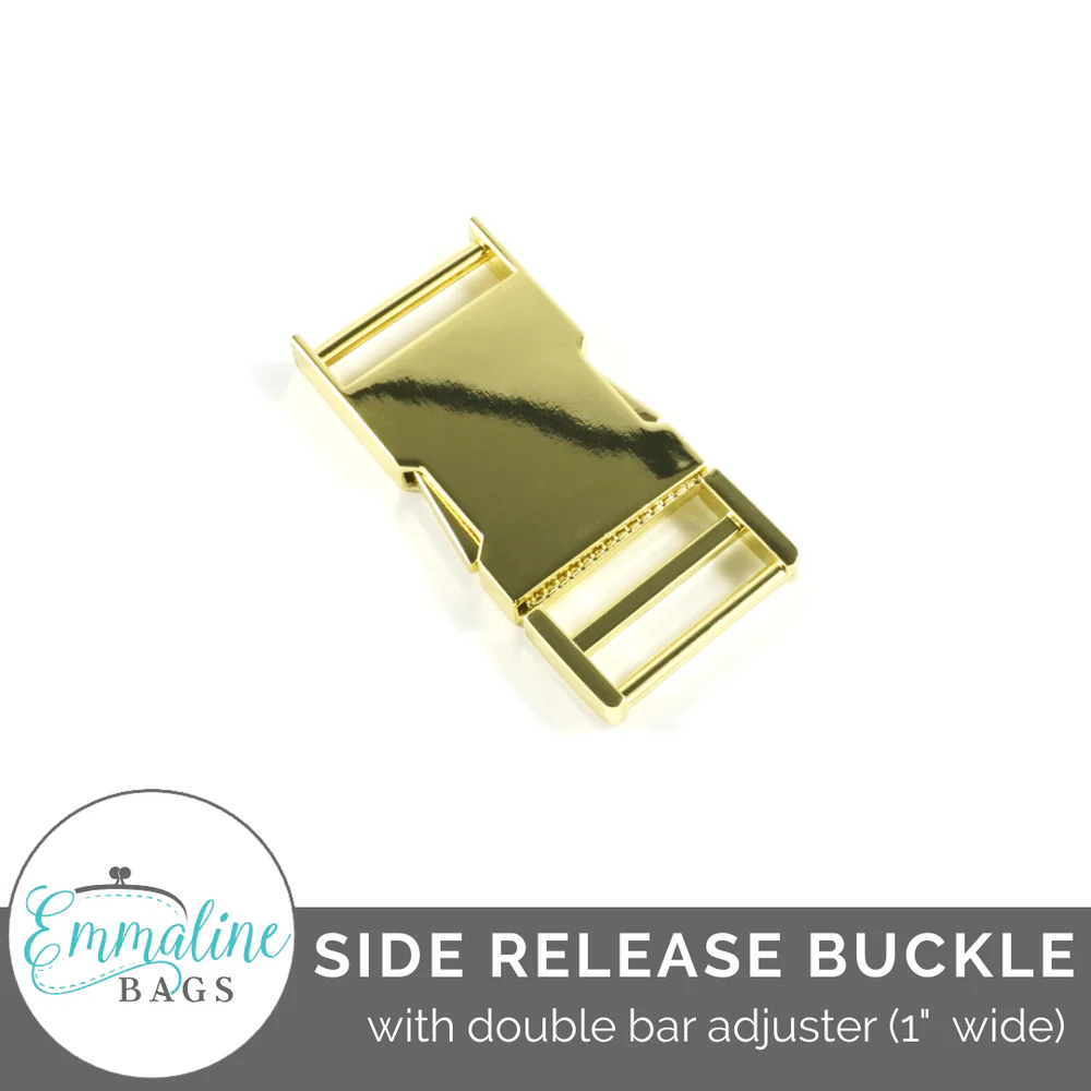 side-release-buckle-with-double-bar-adjuster-1-25-mm-bag-hardware-emmaline-bags-inc-737738 Emmaline Side Release Buckle: With Double Bar Adjuster - 1" (25 mm) Gold - Image 1