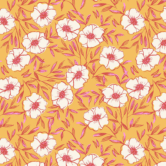 1567-Y Petals And Stitches Bouquet Bliss Mustard - Image 1