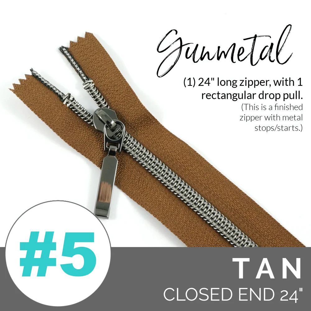 5TANGunmetalZIPPER Emmaline #5 24in Zipper Tan Tape With Gunmetal Coil - Image 1