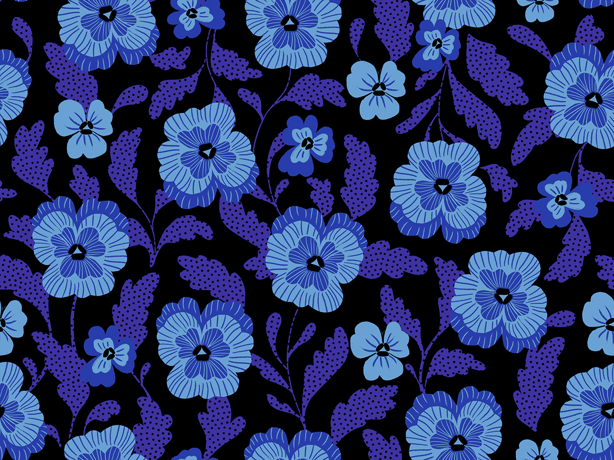 RS 2126 16 Hello Alice Violets Black - Image 1