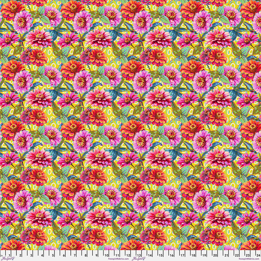 PWOB121.GREEN Festival Small Zinnias Green - Image 1