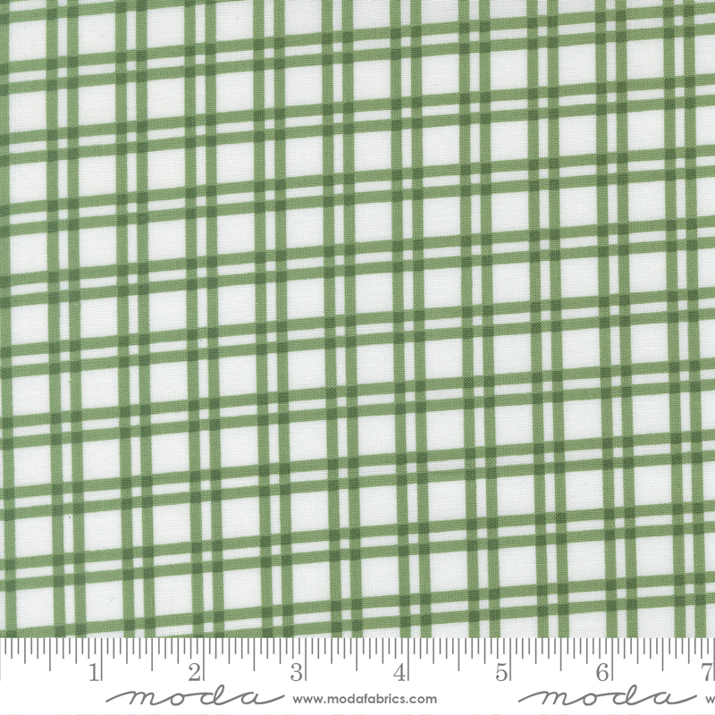 55332-28 Blueprint Plaid Checks White Grass - Image 1