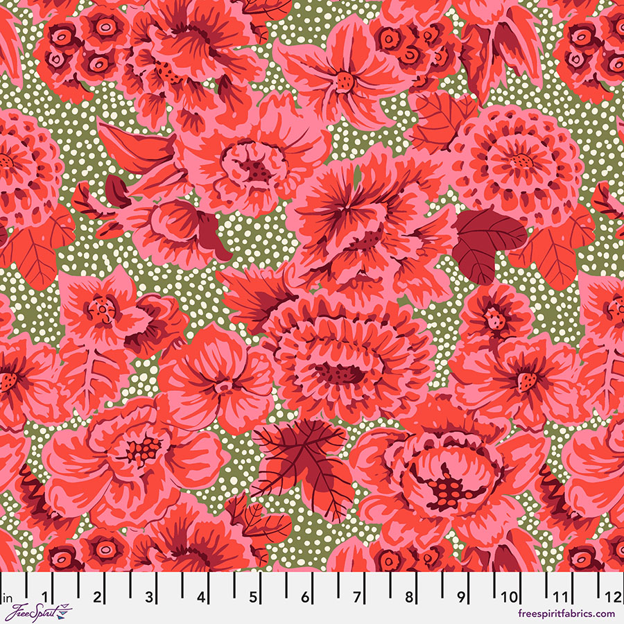 PWGP002.RED Kaffe: From The Archives Floral With Dots Red - Image 1