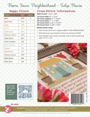 Home Town Neighborhood Tulip House Cross Stitch Pattern - Image 2