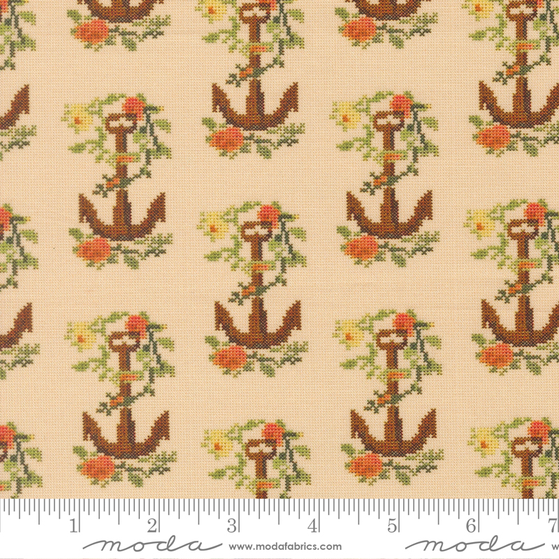 39574-11 Saltwater Cross Stitch Anchors Natural - Image 1