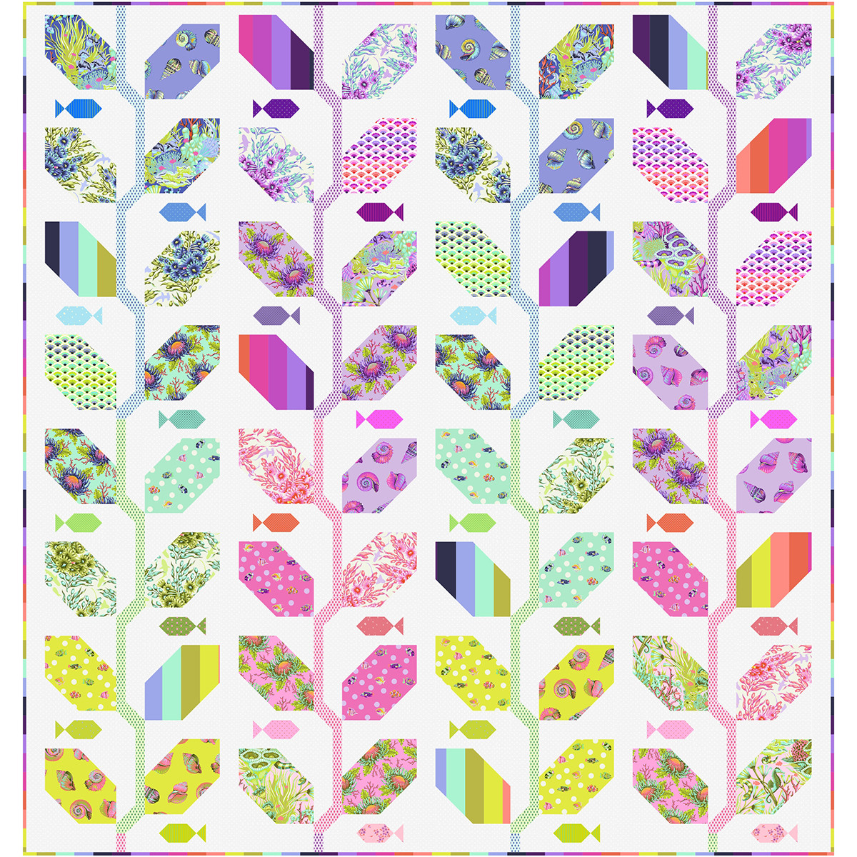 Marine_Meadows_Quilt_KIT_Update_1200x1200web__03715 Floral Reef Marine Meadow Quilt Kit - Image 1