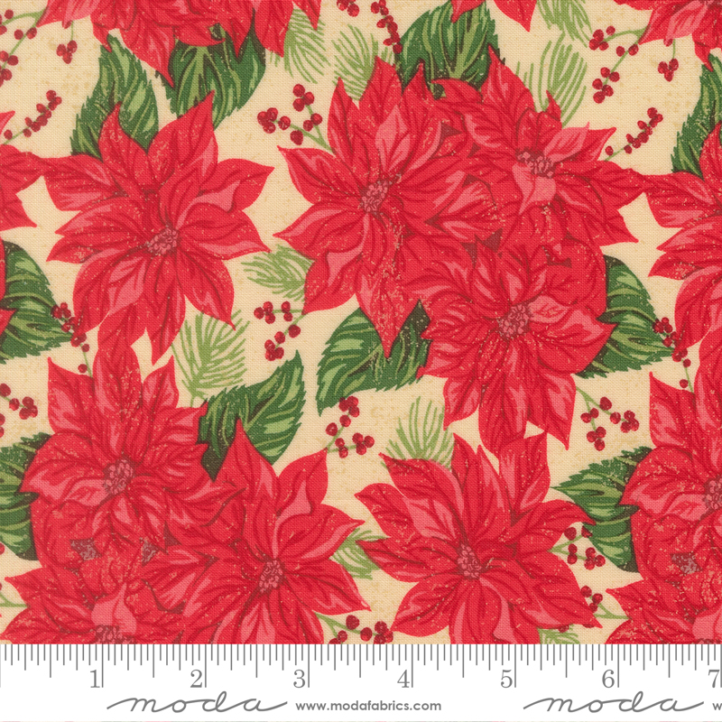 20971-11 Holiday Cheer Vintage Poinsettia Natural - Image 1