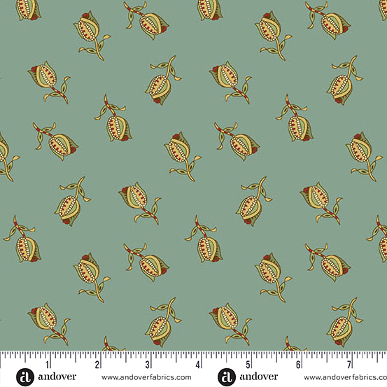 72dpi-A-10353-B Jingle Bell Ornamental Tulips Vintage Blue - Image 1