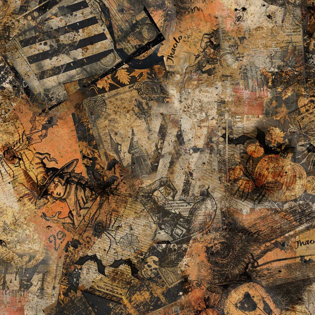 8825-48 Scary Spice Paper Collage Butterscotch - Image 1