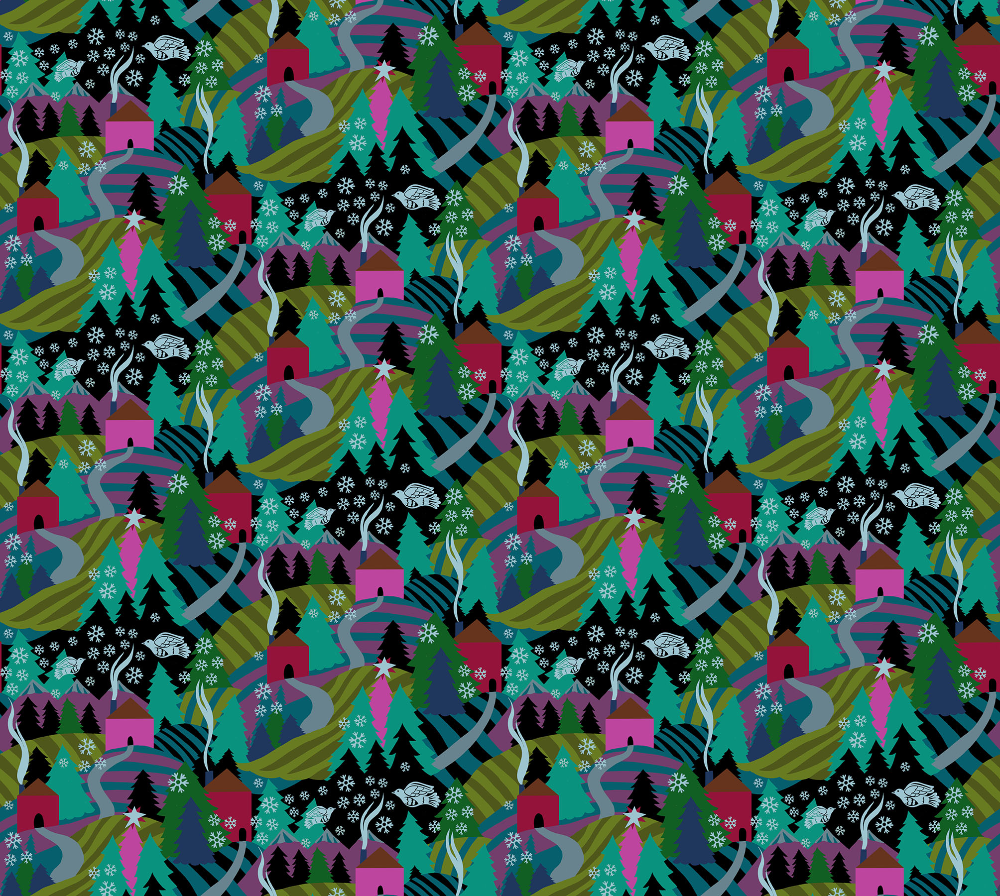 AMT161-99L Cozy Christmas Flurry Midnight - Image 1