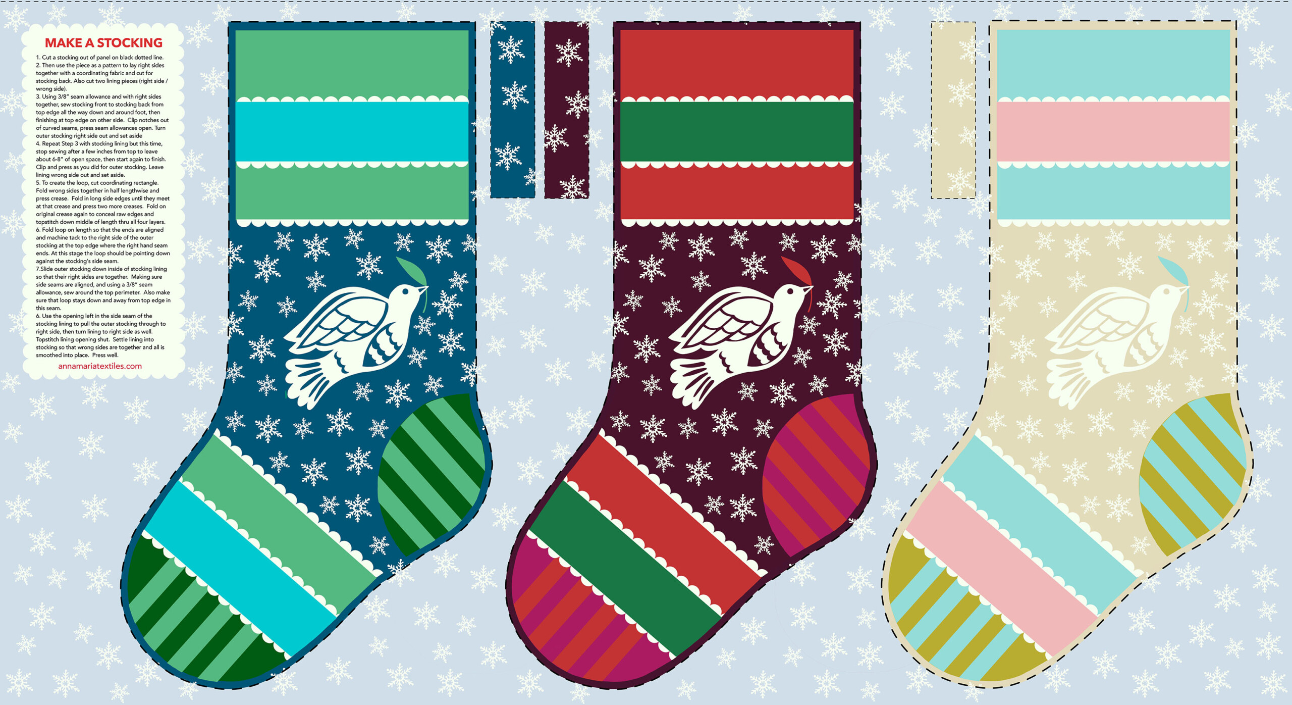 AMT167-40 Cozy Christmas Festive Stocking Panel - Image 1