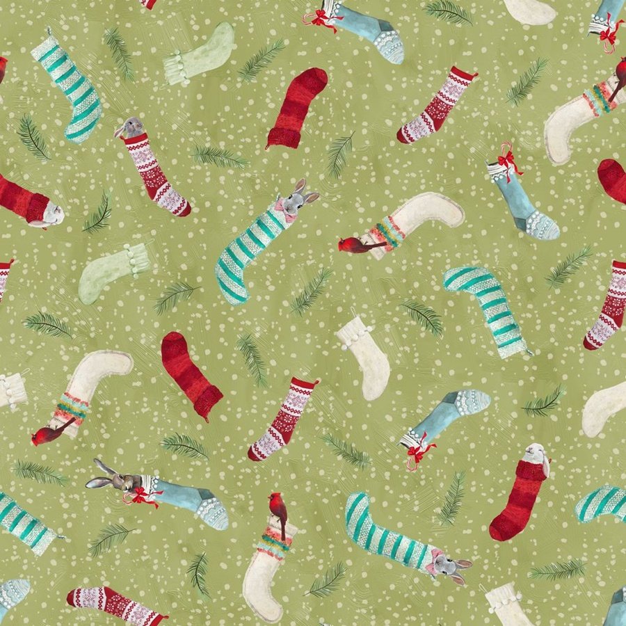 9245-61 Holly Woods Critter Stockings Sage - Image 1